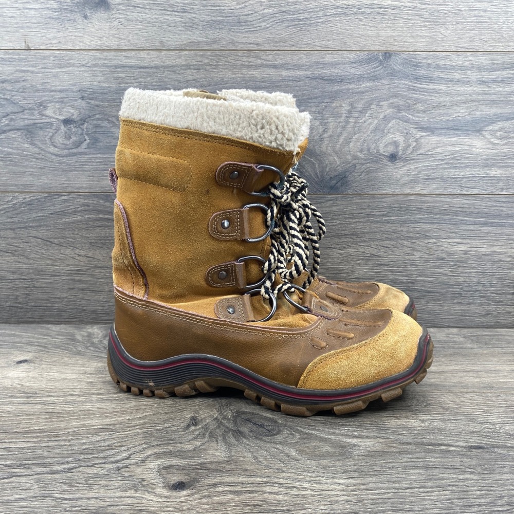 Pajar Canada Winter Boots Womens 8-8.5 Brown Leather Suede Shearling Lined Zip